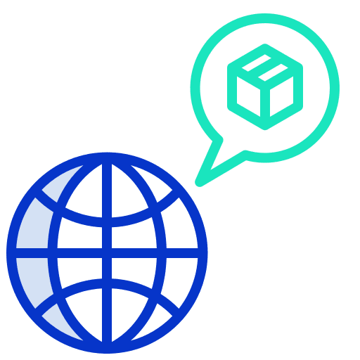 Global packaging communications shipping and delivery icon