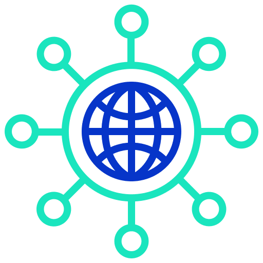 Global distribution network globe grid icon