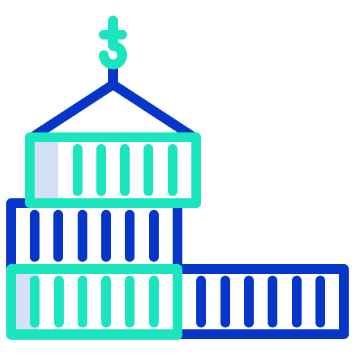 Cargo lift transport buildings icon