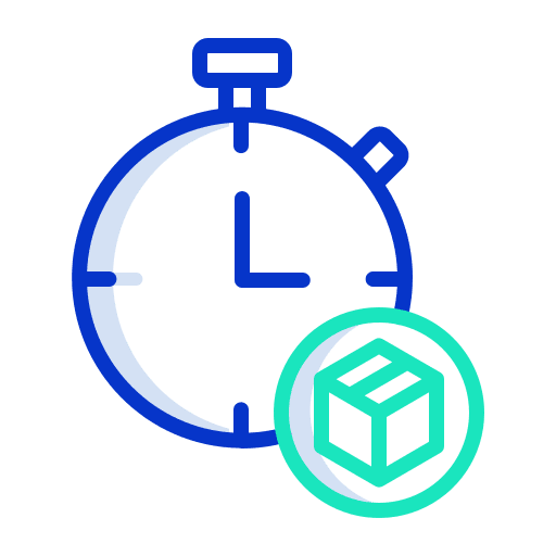 Service package clock shipping and delivery icon