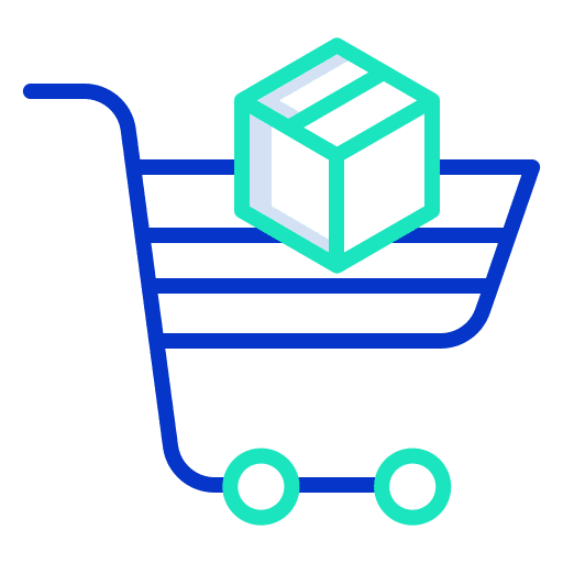 Shopping cart transport shipping and delivery box icon