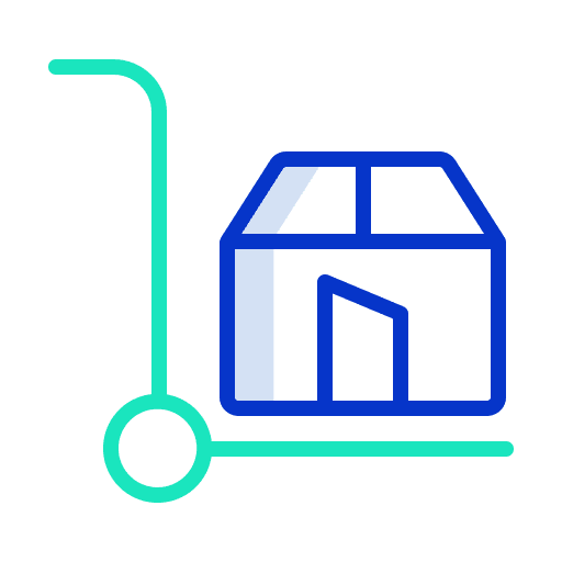 Trolley shipping and delivery box trolley icon