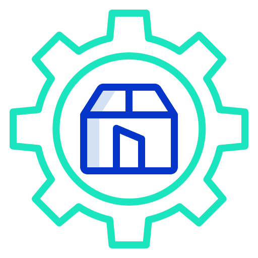 Logistic gear box shipping and delivery icon