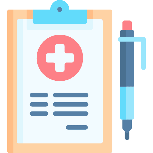 Medical record clinic history pen document icon