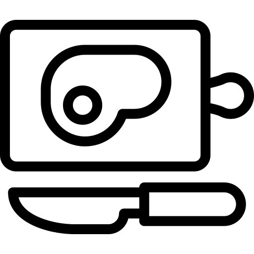 Cutting board food and restaurant chopping board beef icon