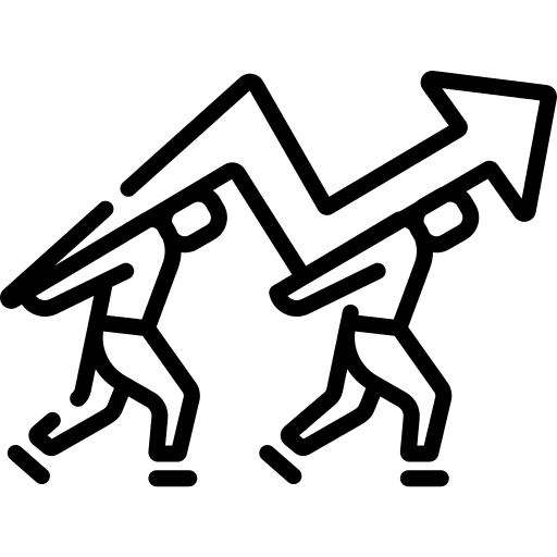 Team support business and finance arrow struggle icon