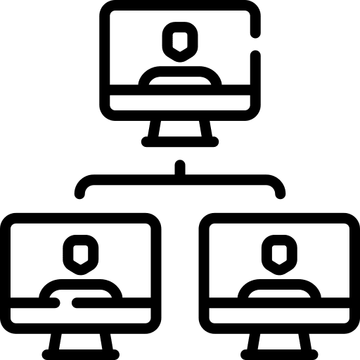 Remote home computer connected icon Remote home computer connected icon