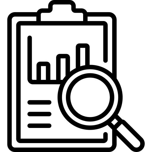 Data analytics loupe clipboard chart icon Data analytics loupe clipboard chart icon