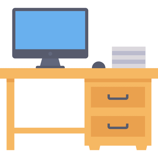 Desktop pc bureau desk furniture and household icon