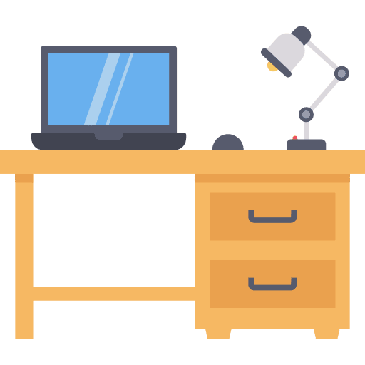 Desktop pc home office computer furniture and household icon