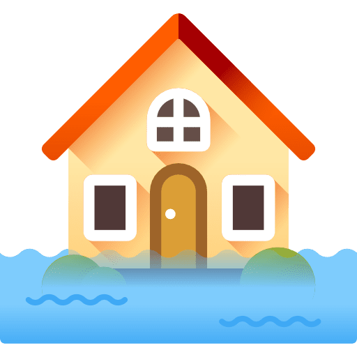 Flood inundation nature flooded house icon