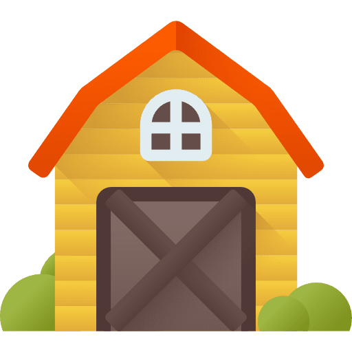 Farm building architecture and city buildings icon