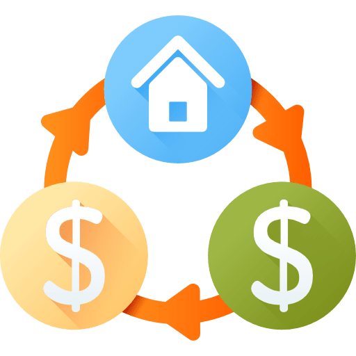 Money flow real estate business house icon