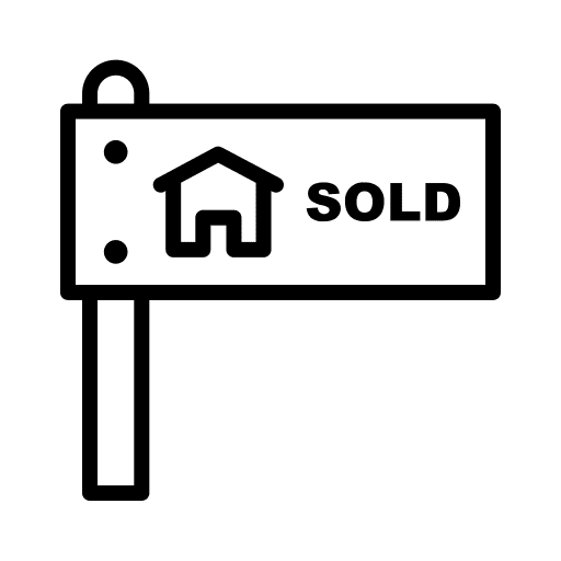 Sold real estate property signaling icon