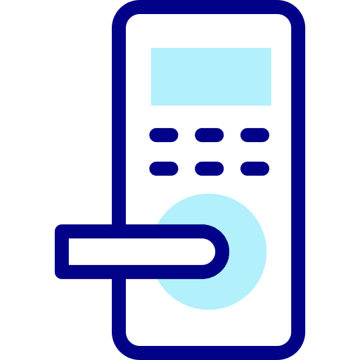 Door lock key card hostel security icon Door lock key card hostel security icon