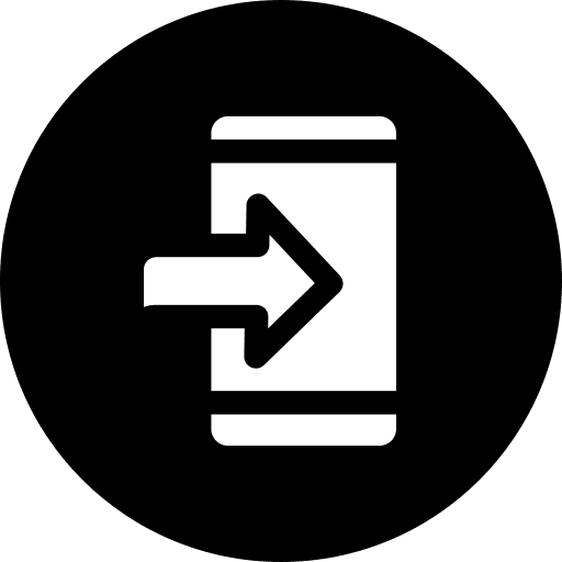 Smartphone right arrow incoming message file transfer icon