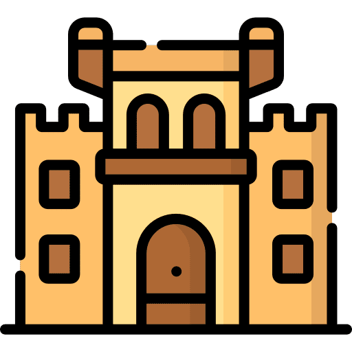 Castle building construction house icon