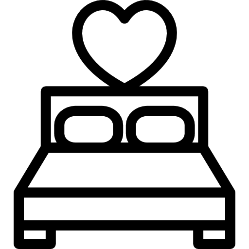 Double bed with heart wedding love lover icon Double bed with heart wedding love lover icon