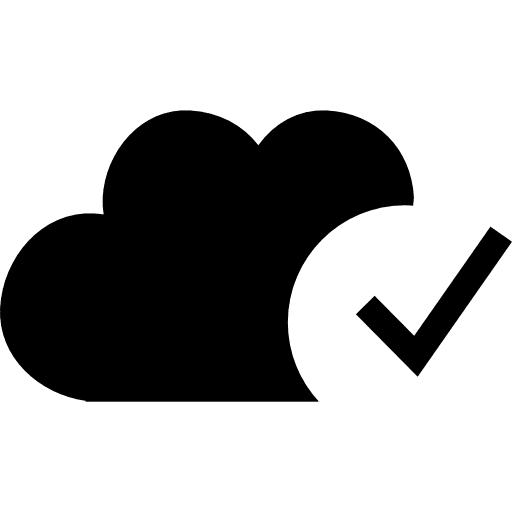 Cloud with verification sign correctly sign cloud icon