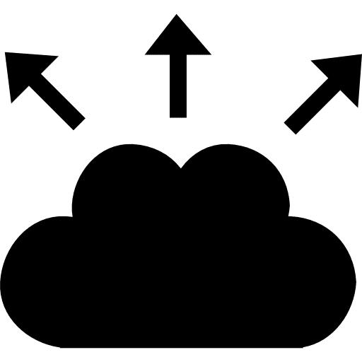 Cloud out arrows black internet icon