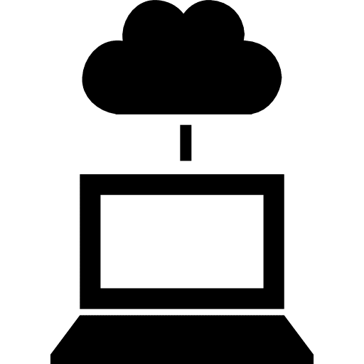 Connection between computer and cloud internet connections symbol icon