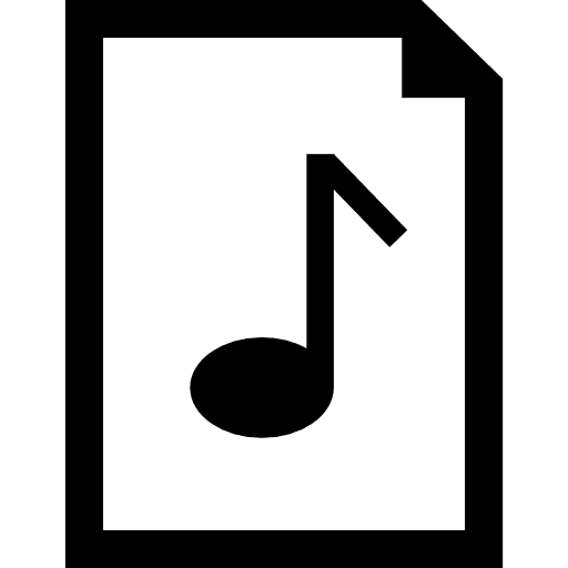 Music document interface symbol of a paper sheet with a musical note in it symbol music document icon