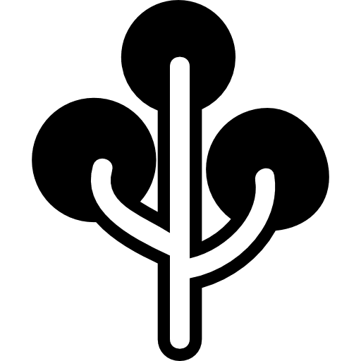 Tree with three circles of foliage nature branches tree icon