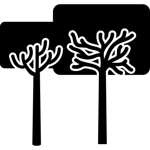 Trees couple of rectangular foliage shape shape two trees icon