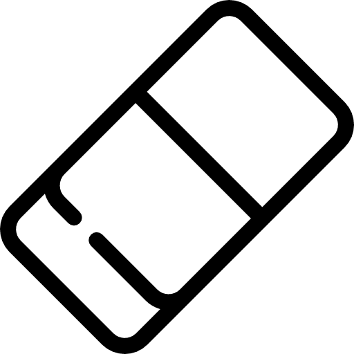 Inclined eraser writing office material erase icon