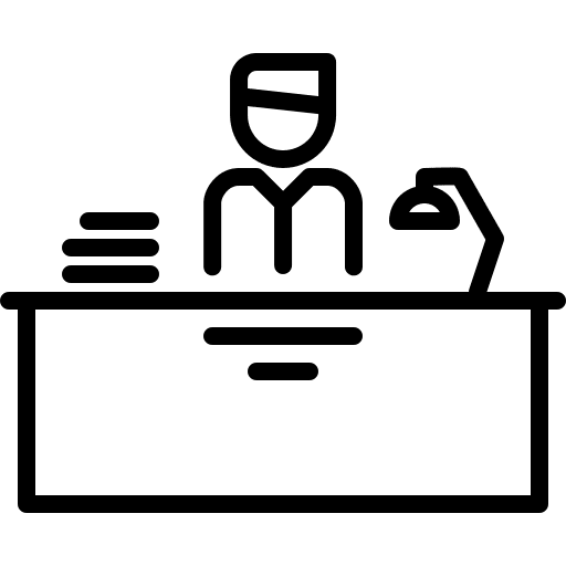 Man business table workbench icon