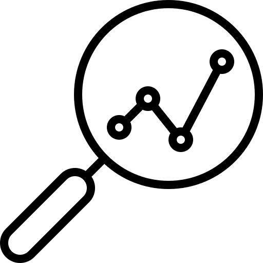 Search magnifying glass growth stats icon