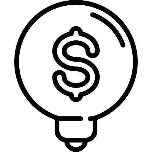 Idea light bulb dollar symbol invention icon