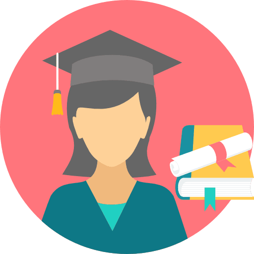 Graduate cap education girl icon