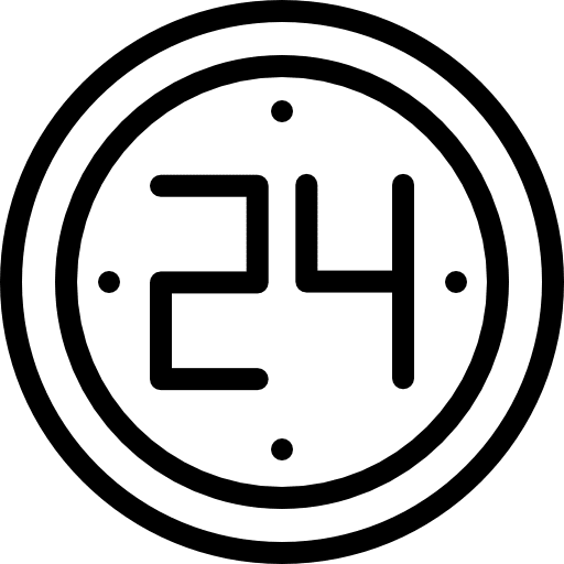 Clock twenty four hours number time icon