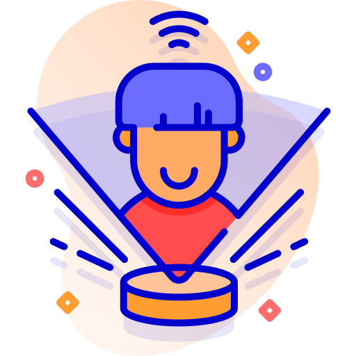 Hologram computer assistance robotics icon Hologram computer assistance robotics icon