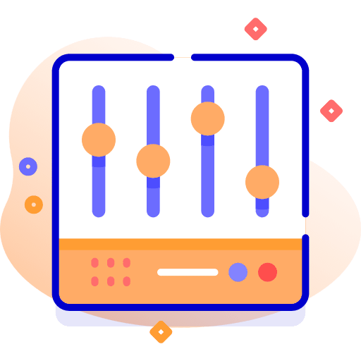 Settings music player levels setup icon Settings music player levels setup icon