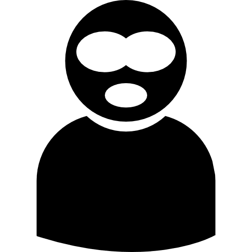 Terrorist man silhouette with bonnet mask criminal robber bonnet icon