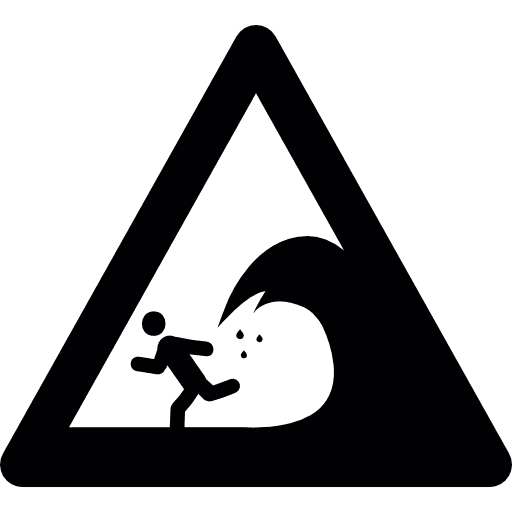 Warning signal of big waves waves signs warning icon