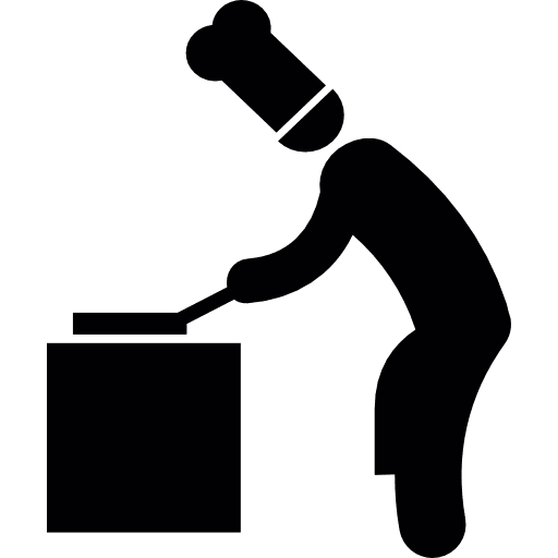 Chef cooking with frying pan chef cook cooking icon