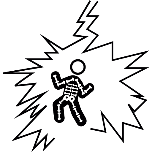 Lighting bolt on a person electricity man bones icon
