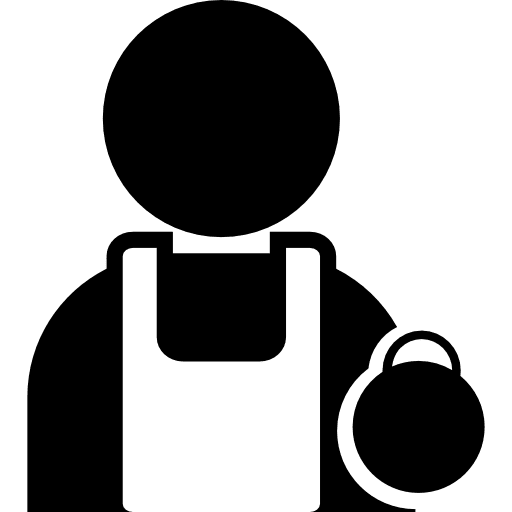 Weightlifter with gear and weights gear lifting weights icon