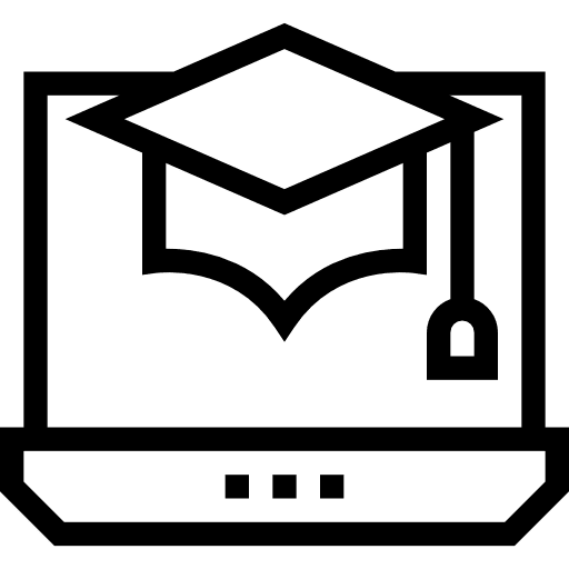 Laptop computer mortarboard e learning icon