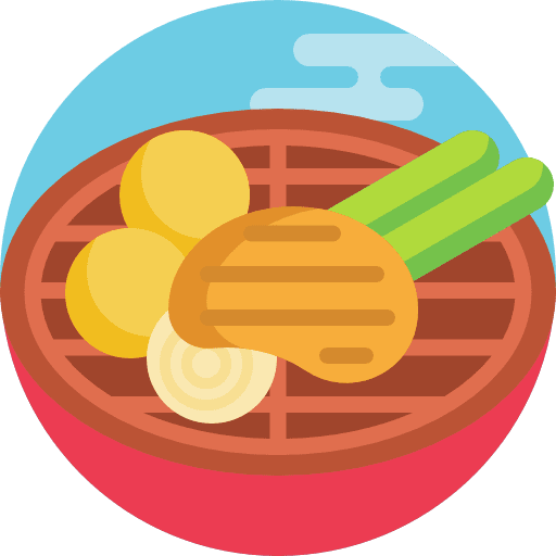 Bbq grilled brochette cooking equipment icon
