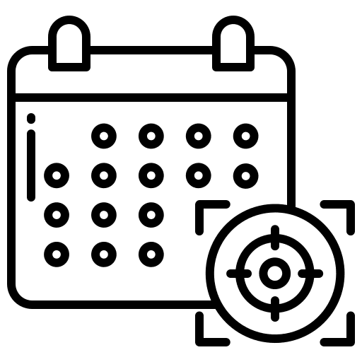 Date shooting range aim time and date icon