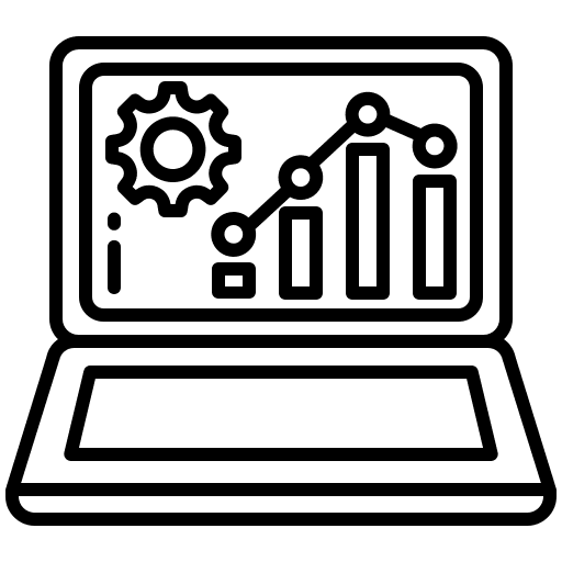 Laptop report analysis business and finance icon