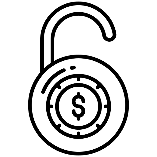 Unlock protection dollar padlock icon