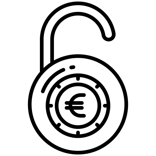 Unlocked business and finance currency euro icon