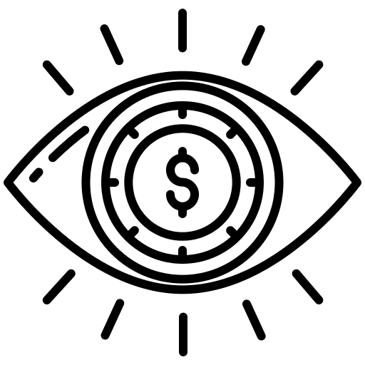 Eye visualization money sight icon