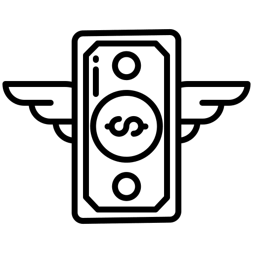 Money dollar money wings icon