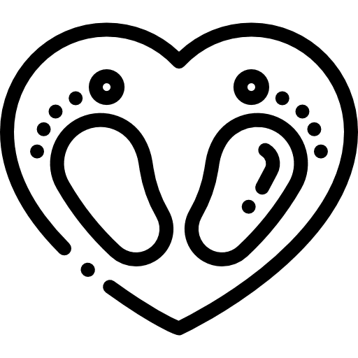 Footprints care love heart icon